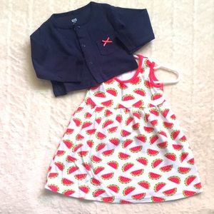Baby girl watermelon Dress with cardigan
